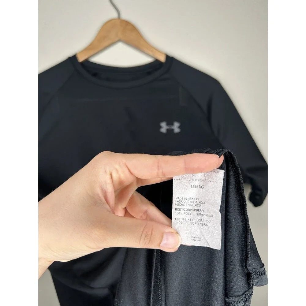 Under Armour Mens Size Large THE TECH TEE Black Training Athletic Workout Shirt